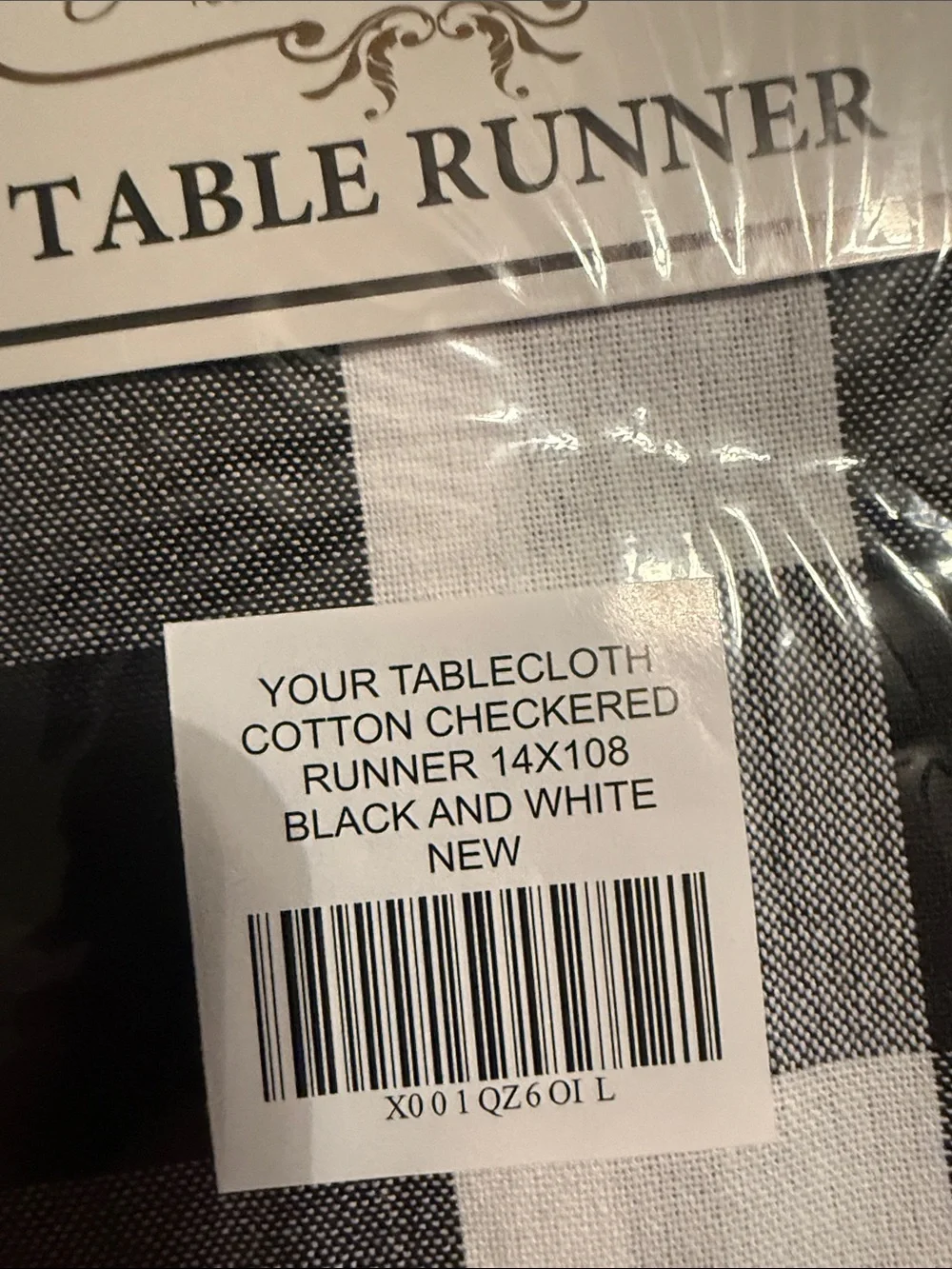 YourTablecloth Black and White Checkered Cotton Table Runner